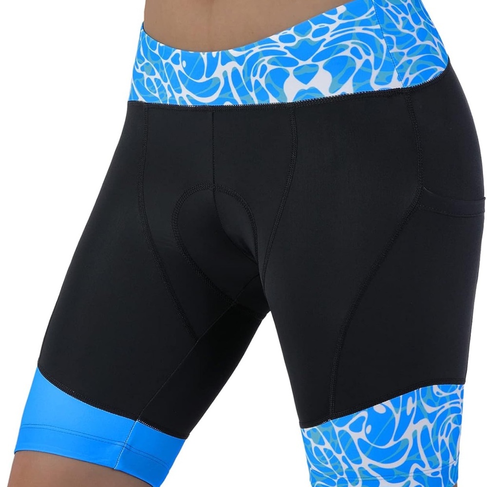 🚴‍♂️PADDED~Women's Black and Blue Cycling Shorts🚴‍♂️